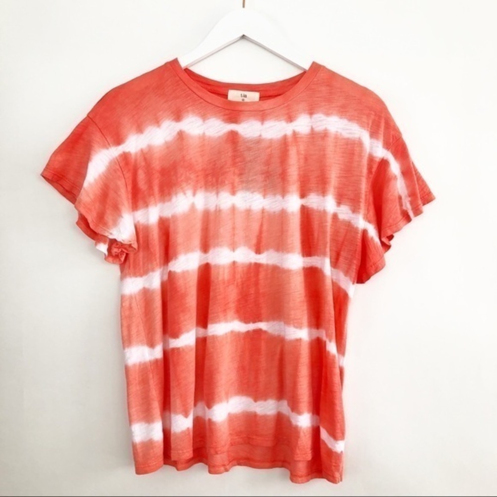 Anthropologie Orange Tie Dye Short Sleeved Tee Top Small